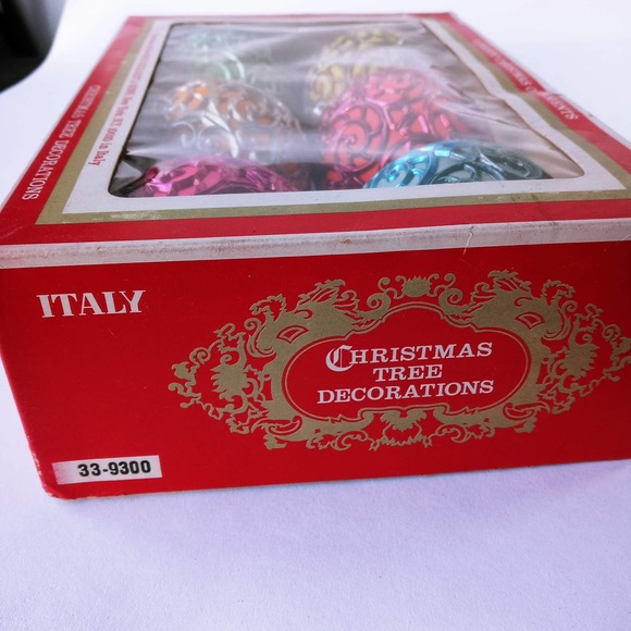 Shiny Brite Max Eckardt Christmas Ornaments Italy 12 Colorful Ball Swirls (cb7) - Picture 9 of 9